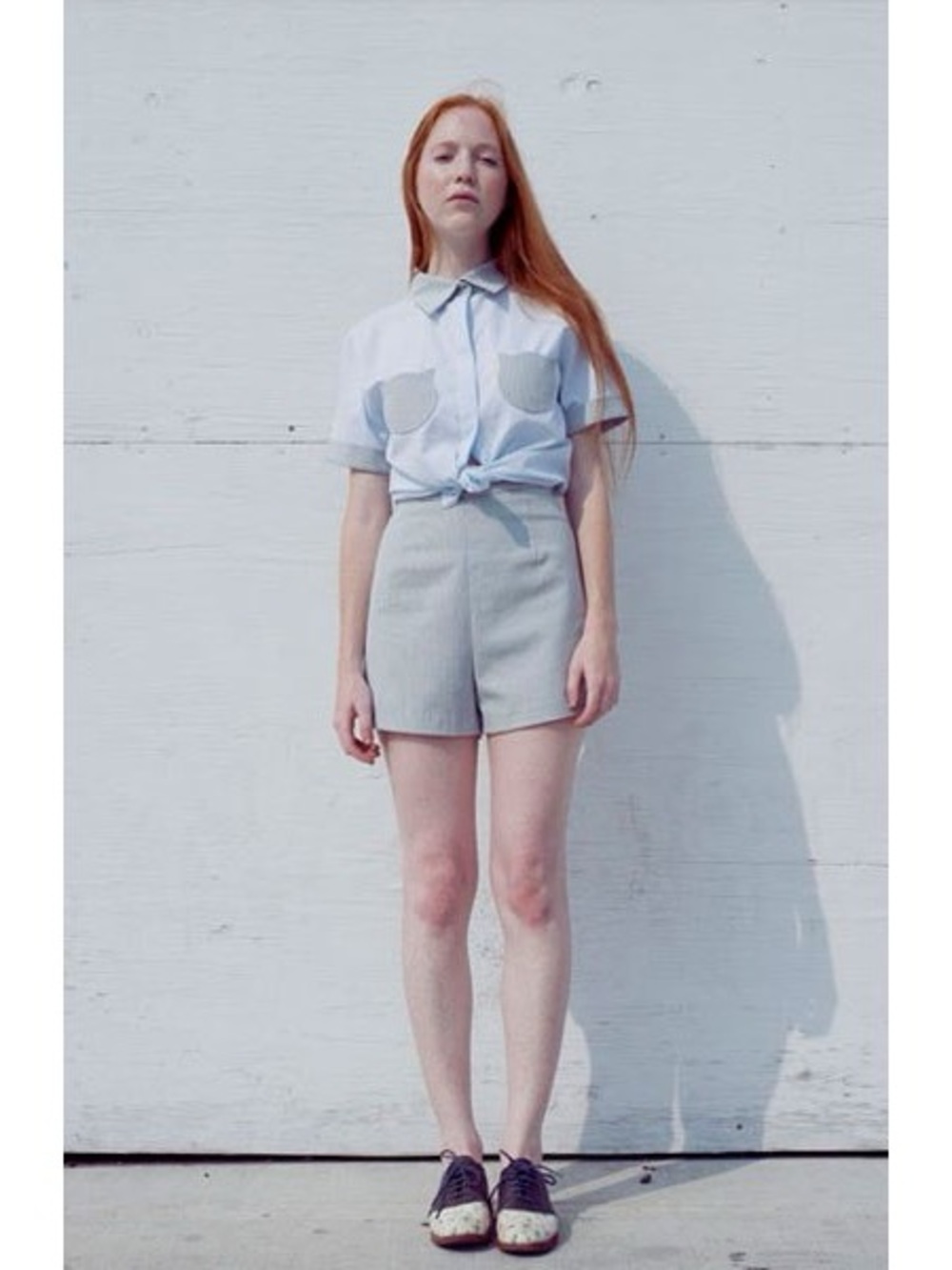 It’s Okay My Dear Kitty Cat Pocket Blouse Blue Striped Short Set